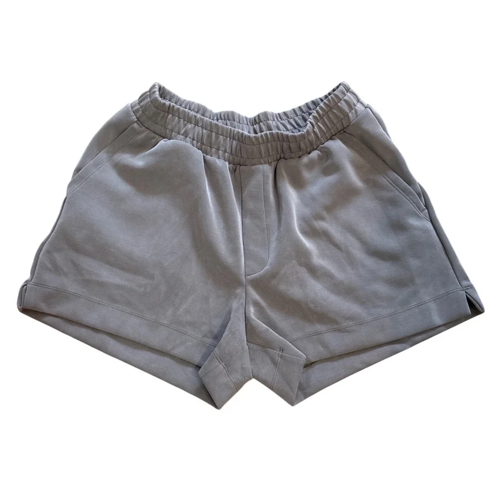 A New Day Womens High-Rise Gray/Taupe Elastic Waist Shorts Side Pockets Small - Picture 1 of 8
